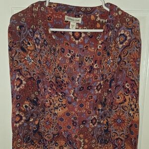 Coldwater Creek Vibrant Patterned Blouse